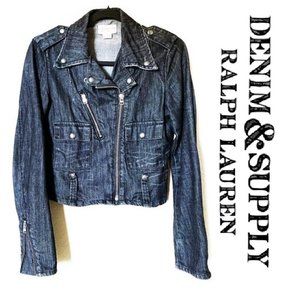 Vintage Ralph Lauren Black Denim Biker jacket